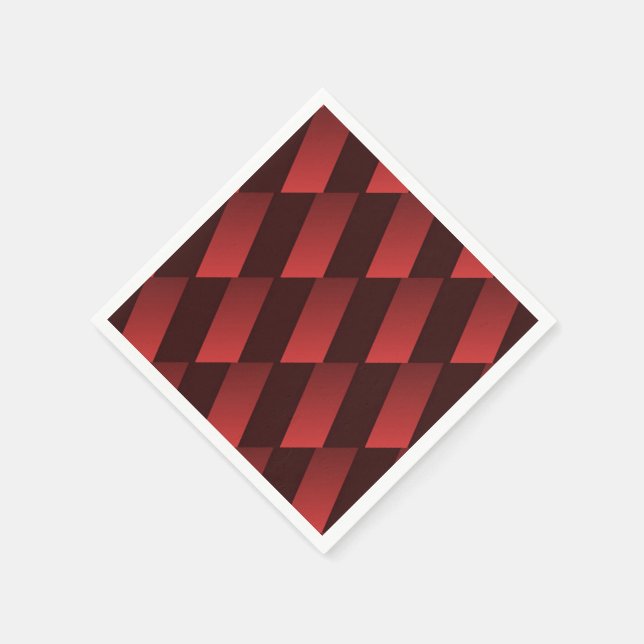 Servilleta De Papel Cuadrados abstractos rojos y negros (Borde)