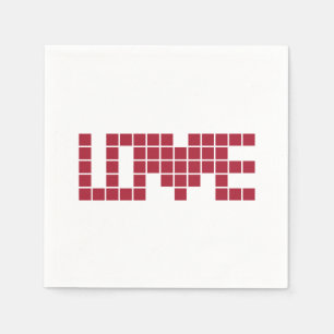 Servilleta De Papel Cuadrados de amor rojos lindos lettres