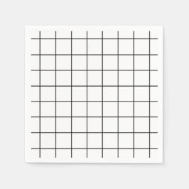 Servilleta De Papel Cuadrícula minimalista En Blanco Y Negro