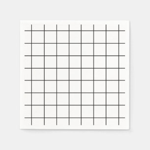 Servilleta De Papel Cuadrícula minimalista En Blanco Y Negro