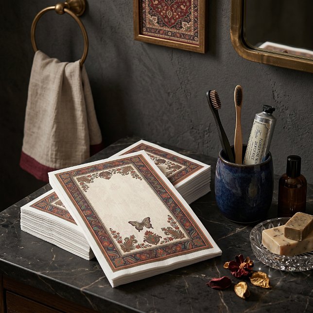Servilleta De Papel Cuadro de baño de mariposa de flores boho (Subido por el creador)