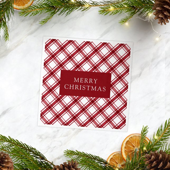 Servilleta De Papel Cuadro de Búfalo Rojo y Blanco (Red and White Buffalo Check Napkins
)