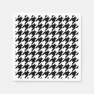 Servilleta De Papel Cuadro de houndstooth negro y blanco