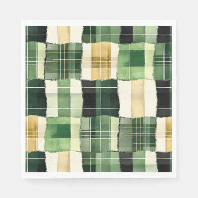 Servilleta De Papel Cuadro de Patchwork Esmeralda (Anverso)
