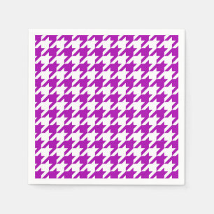 Servilleta De Papel Cuadro de Piedra Houndstooth Blanco Púrpura