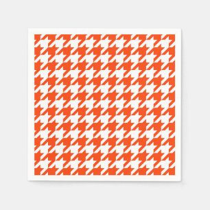 Servilleta De Papel Cuadro de Piedra Houndstooth Naranja y Blanco