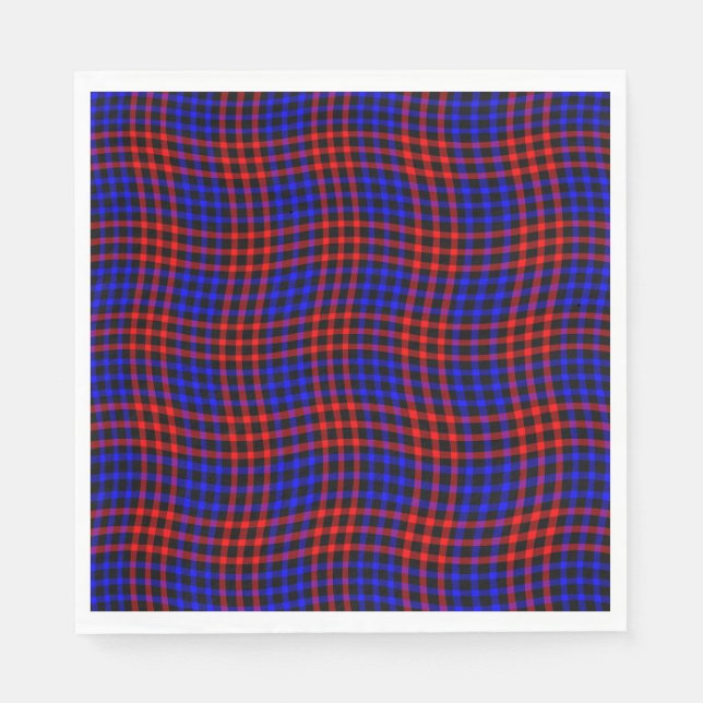 Servilleta De Papel Cuadro Escocés Rojo Azul Patrón Continuo (Anverso)