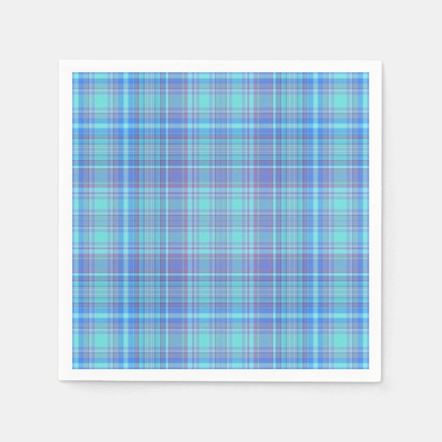 Servilleta De Papel Cuadros Azules Pastel (Anverso)