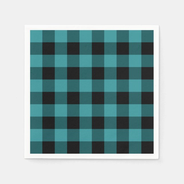 Servilleta De Papel Cuadros azules y negros (Anverso)