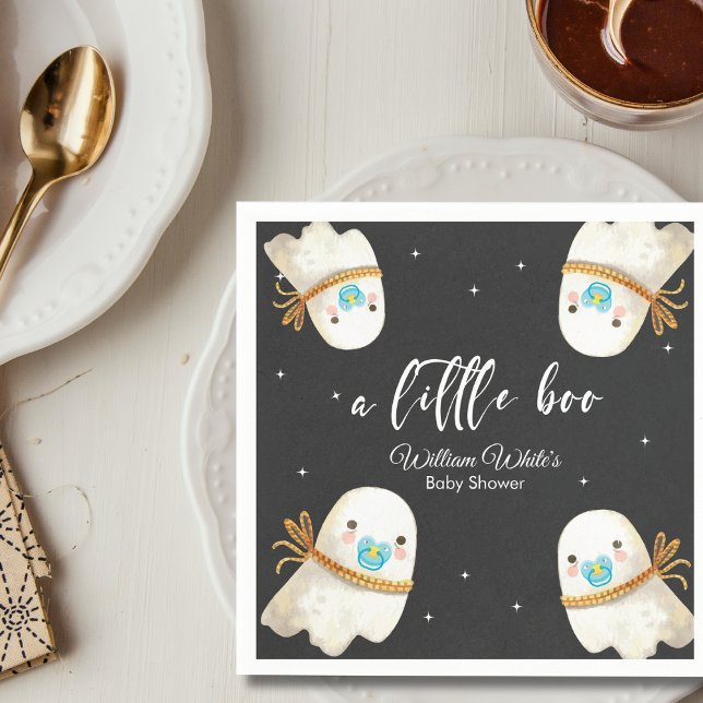 Servilleta De Papel Cuadros Bebés Fantasma Halloween Fall Baby Shower (Cute Baby Ghost Halloween Fall Baby Shower Napkins)