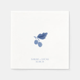 Servilleta De Papel Cuadros Bodas botánicos de color azul y blanco