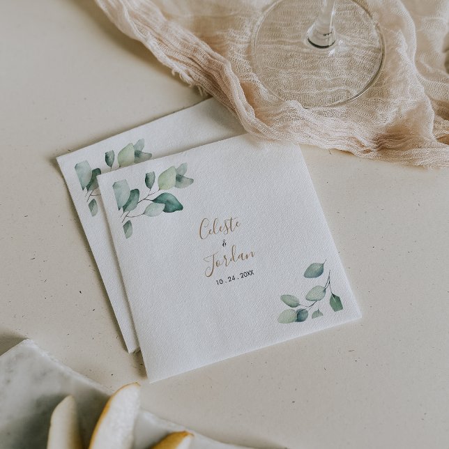 Servilleta De Papel Cuadros Bodas de hojas verdes formales clásicas (Subido por el creador)