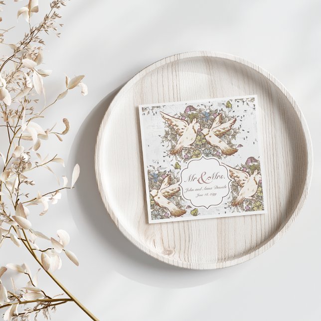 Servilleta De Papel Cuadros Bodas de patrón de palomas blancas (Subido por el creador)