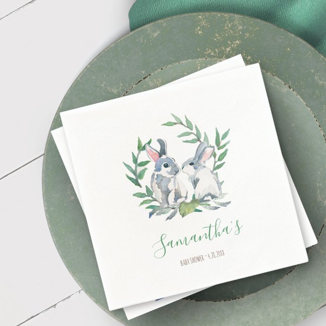 Servilleta De Papel Cuadros de acuarela del tema del Fiesta de primave (Custom Napkins Spring Party Theme Bunny Watercolor art by Victoria Grigaliunas)
