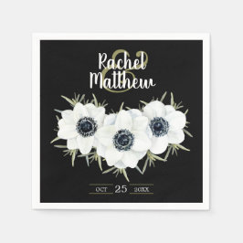 Servilleta De Papel Cuadros de Boda de color de anémonas en blanco y n