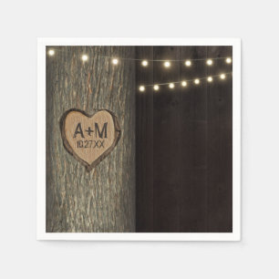 Servilleta De Papel Cuadros de Boda de roble antiguo tallado de las in