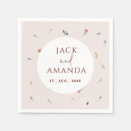 Servilleta De Papel Cuadros de Boda floral rosado alegres