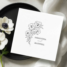 Servilleta De Papel Cuadros de boda personalizados Floral blanca y neg