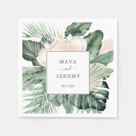 Servilleta De Papel Cuadros de bodas botánicas tropicales en la playa