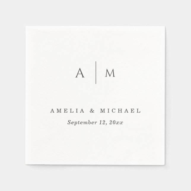 Servilleta De Papel Cuadros de bodas personalizadas con guión elegante (Anverso)