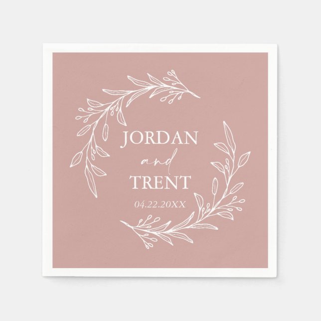 Servilleta De Papel Cuadros de bodas personalizadas Eucalyptus Dusty R (Anverso)
