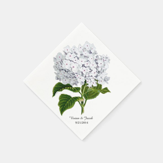 Servilleta De Papel Cuadros de bodas personalizadas Hydrangea blanca (Borde)