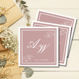 Servilleta De Papel Cuadros de bodas personalizados en color rosa y bl