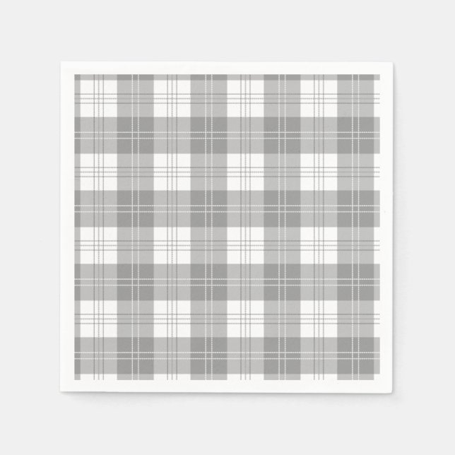 Servilleta De Papel Cuadros de Búfalo Negro y Blanco (Anverso)