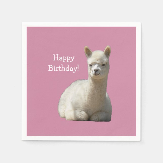 Servilleta De Papel Cuadros de cumpleaños de Alpaca (Anverso)