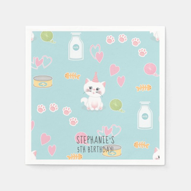 Servilleta De Papel Cuadros de cumpleaños de Cat Purr-fect Day (Anverso)