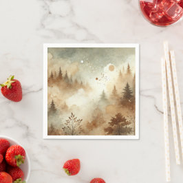 Servilleta De Papel Cuadros de decoración de bosques de color acuático