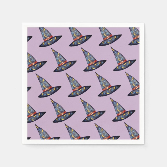 Servilleta De Papel Cuadros de dibujo del Gorra de brujas negro (Anverso)