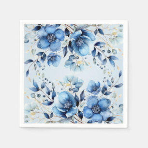 Servilleta De Papel Cuadros de flores azul acuarela