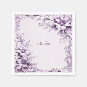 Servilleta De Papel Cuadros De Flores Púrpuras Elegantes