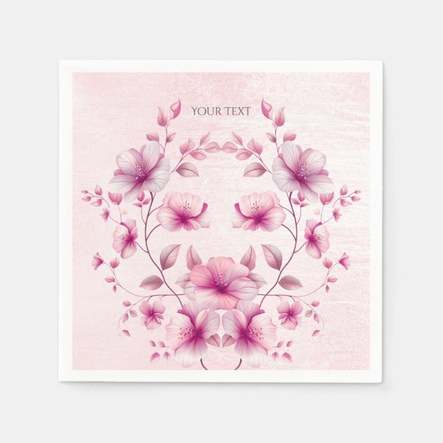 Servilleta De Papel Cuadros de flores rosadas acuarelas (Anverso)