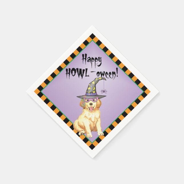 Servilleta De Papel Cuadros de Halloween Golden Retriever (Borde)