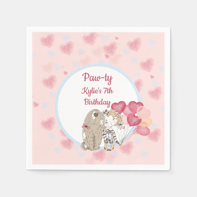 Servilleta De Papel Cuadros de la Fiesta de Cumpleaños del Perro (Anverso)