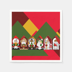 Servilleta De Papel Cuadros de Navidades geométricos de Papá Noel