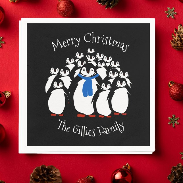 Servilleta De Papel Cuadros de Navidades personalizados de pingüino (Subido por el creador)