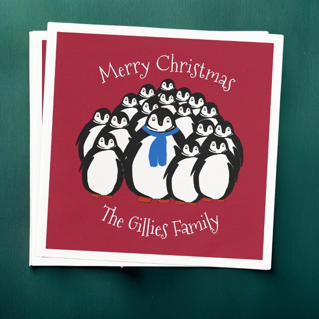 Servilleta De Papel Cuadros de Navidades personalizados de pingüino (Subido por el creador)