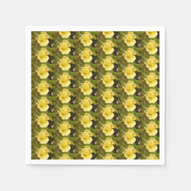 Servilleta De Papel Cuadros de papel amarillo de Rosebuds (Anverso)