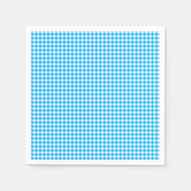 Servilleta De Papel Cuadros de papel azul de Gingham-Caribe (Anverso)