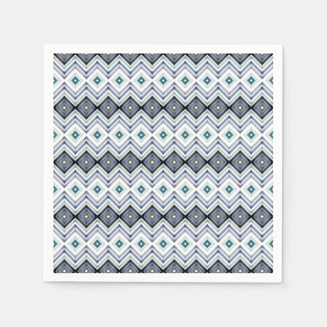 Servilleta De Papel Cuadros de papel azul y Verde azulado decorativos (Anverso)