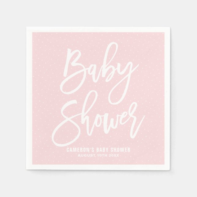 Servilleta De Papel Cuadros de papel Baby Shower con letra de mano ros (Anverso)