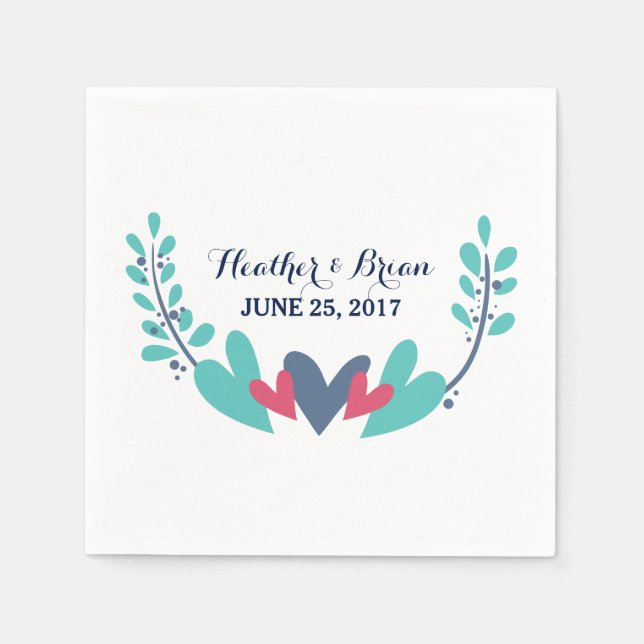 Servilleta De Papel Cuadros de papel Boda Hearts and Vines (Anverso)