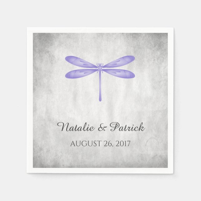 Servilleta De Papel Cuadros de papel Boda Purple Dragonfly (Anverso)
