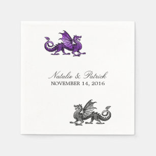 Servilleta De Papel Cuadros de papel Boda Purple Silver Dragon