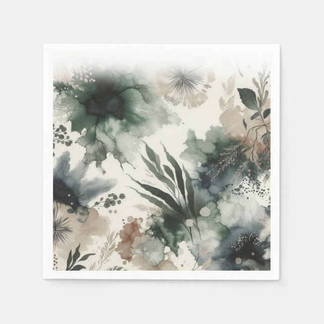 Servilleta De Papel Cuadros de papel botánico acuarela (Anverso)