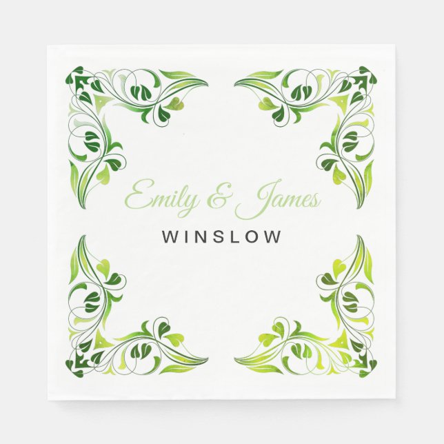 Servilleta De Papel Cuadros de papel - Cuadros verdes de hojas de flot (Anverso)