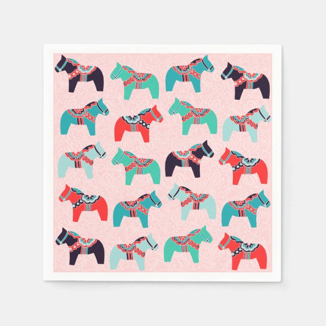 Servilleta De Papel Cuadros de papel Dala Horses (Anverso)